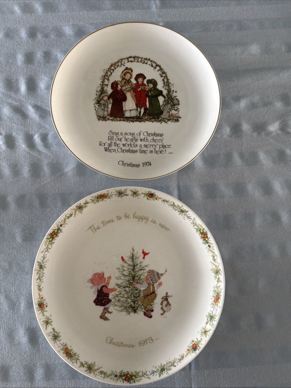 Lot of 2 Holly Hobbie Plates, "Christmas” 1973" & "Christmas 1974"
